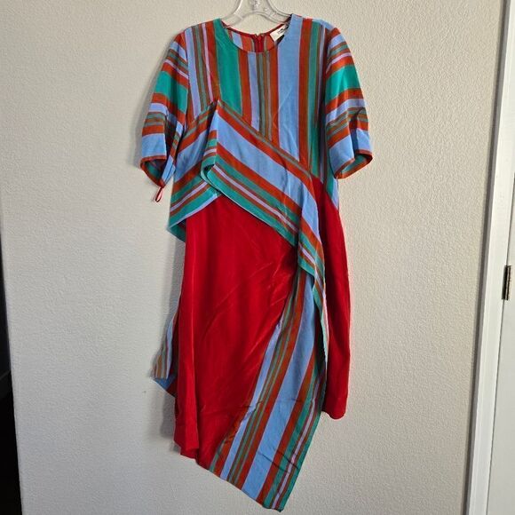 DVF silk dress with asymmetric stripe Panel size 6 S - Picture 3 of 8